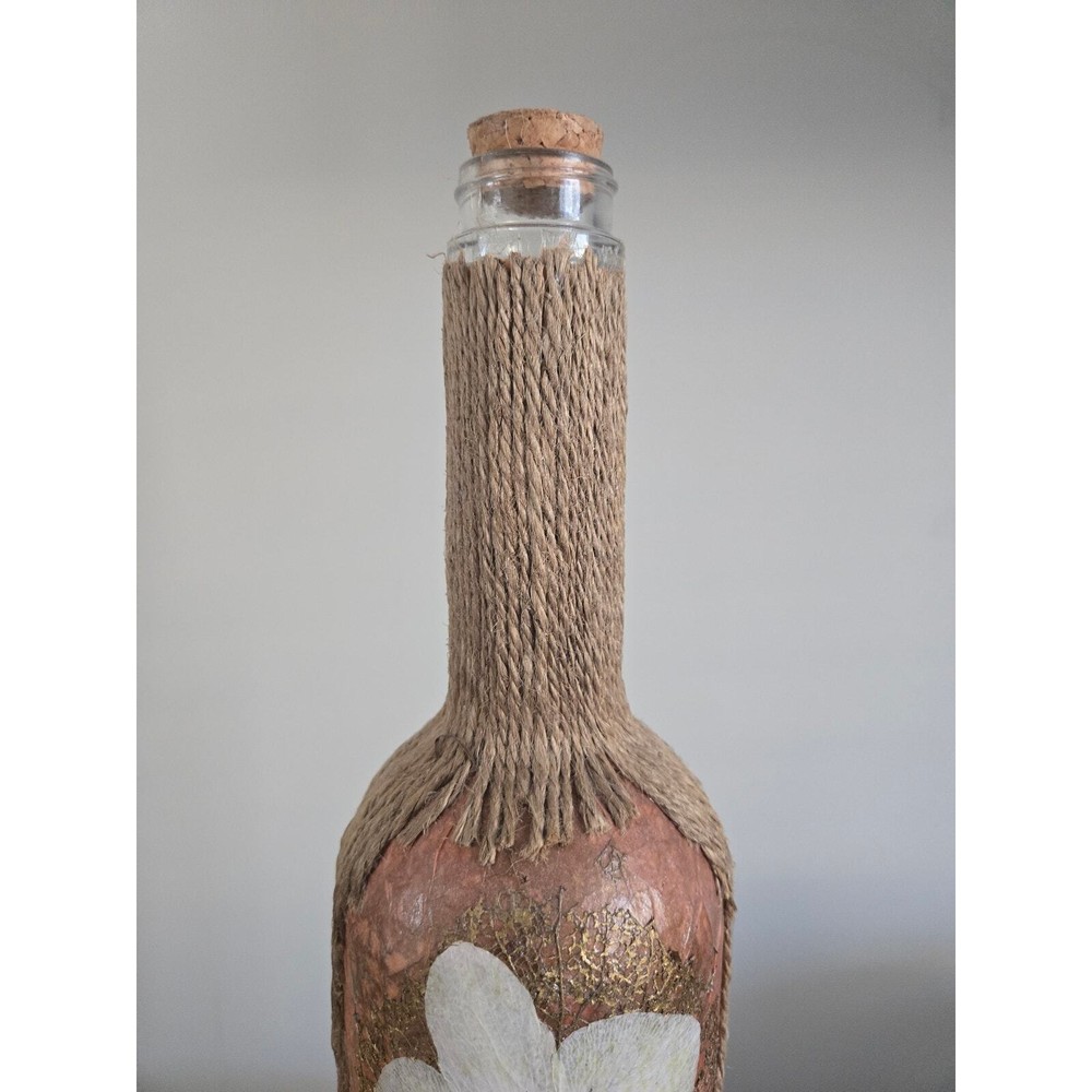 Handmade Papier Mache Applique Collage Decorative Bottle