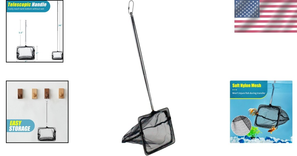 Extendable Aquarium Net with Adjustable Handle - Safe Netting for Delicate Fish
