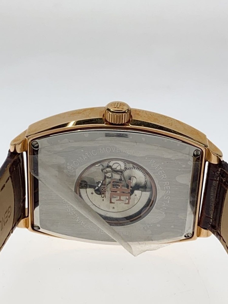 EARNSHAW Automatic Watch Analog Leather White Brown 8044