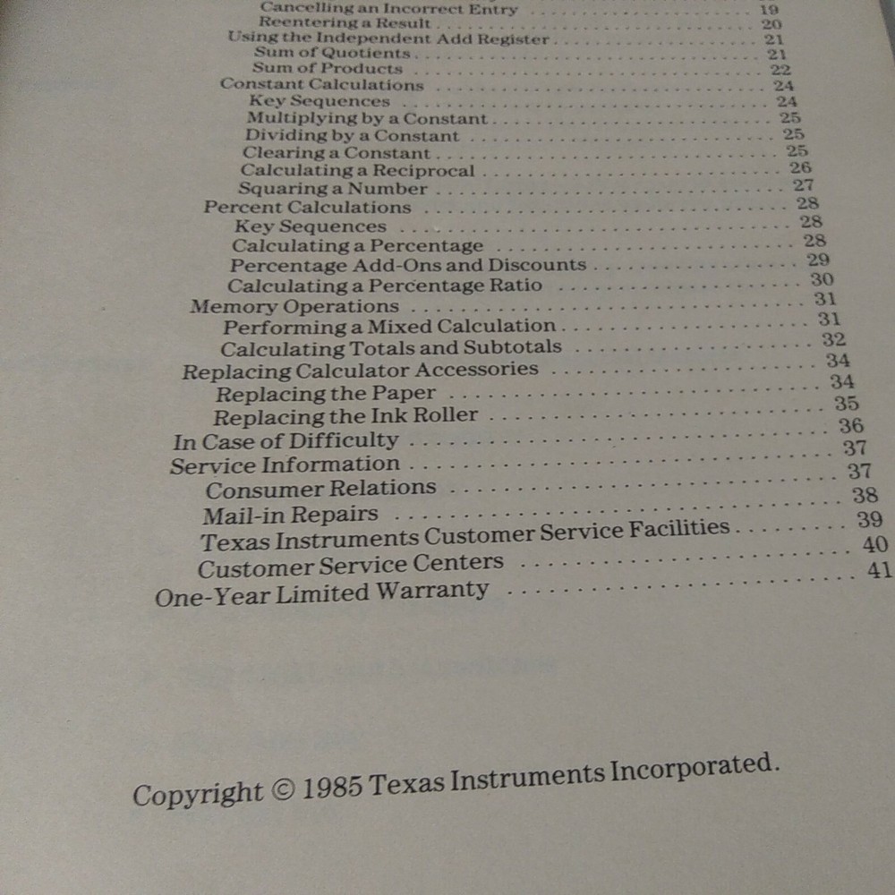 1985 "TI Texas Instruments TI-5045" Printer Display Manual Guidebook