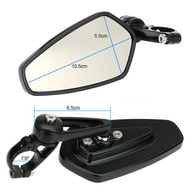 Universal Black CNC Handle Bar End Rear View Side Mirror 7/8" Motorcycle Custom