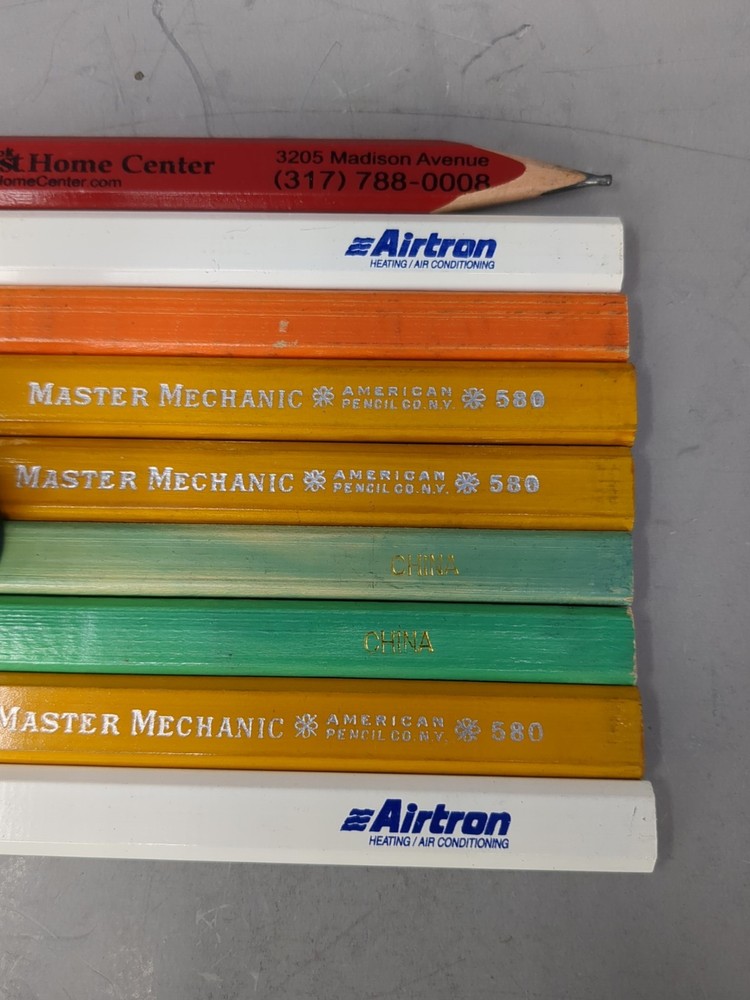 Flat Carpenter Pencil 9pc Lot w/ IRWIN Sharpener Master Mechanic Mix Woodworking
