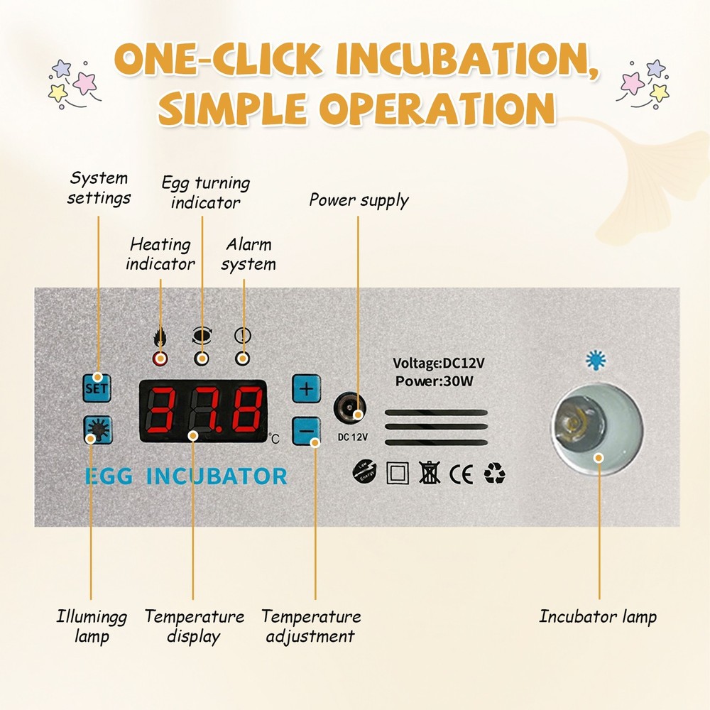16 Eggs Incubator Digital Hatcher Temperature Control Fully Automatic Turning US