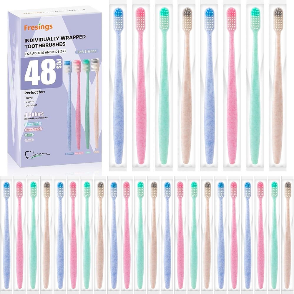 Disposable Toothbrushes Indivily Wrapped, Soft PBT Bristle Bulk