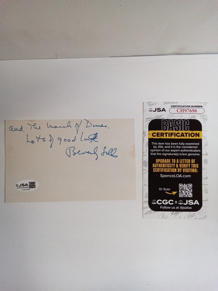 Beverly Sills Opera Legend Soprano Signed Notecard JSA