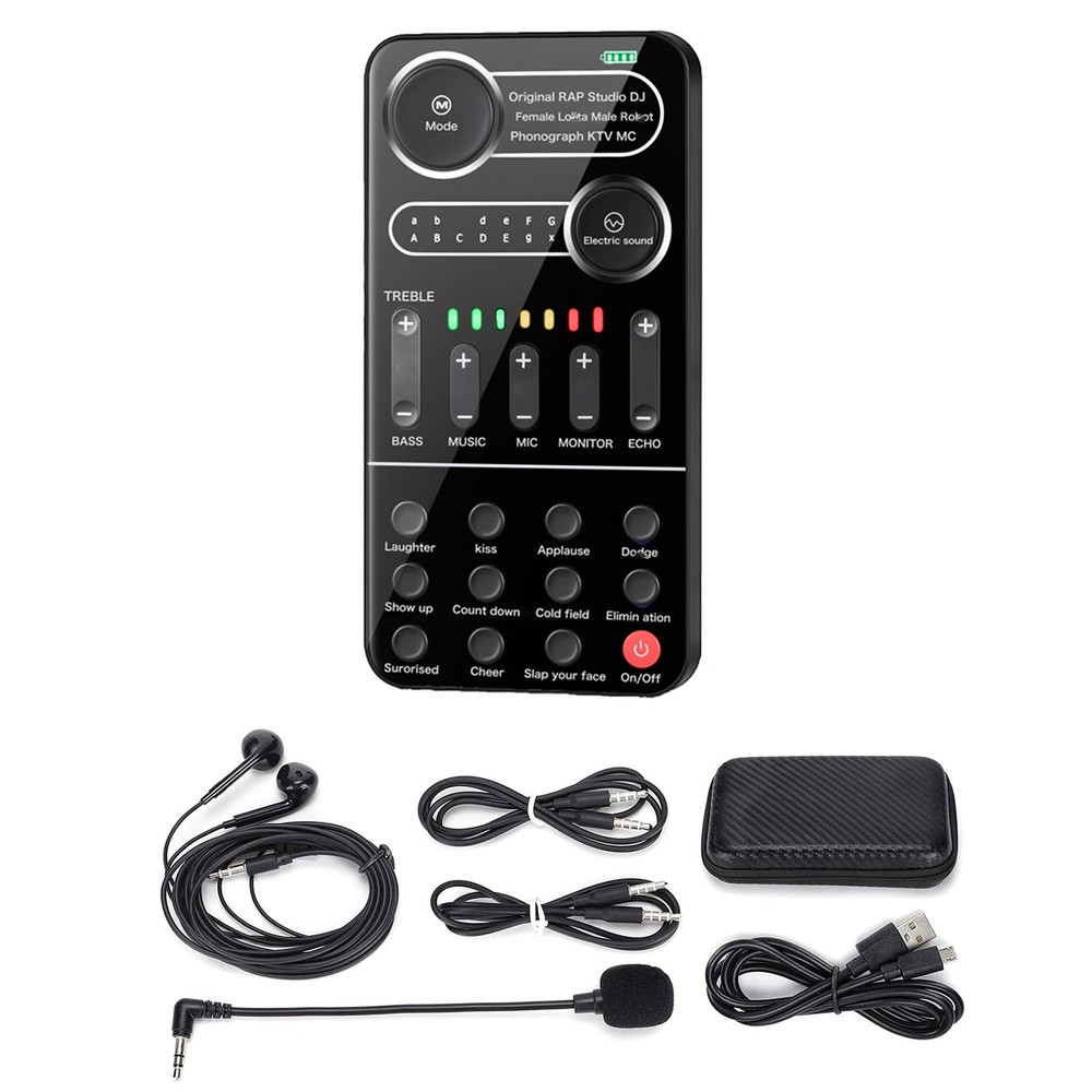 For Podcast Sound Card Portable Mixer with Evading Function 13 Adjustable Stones
