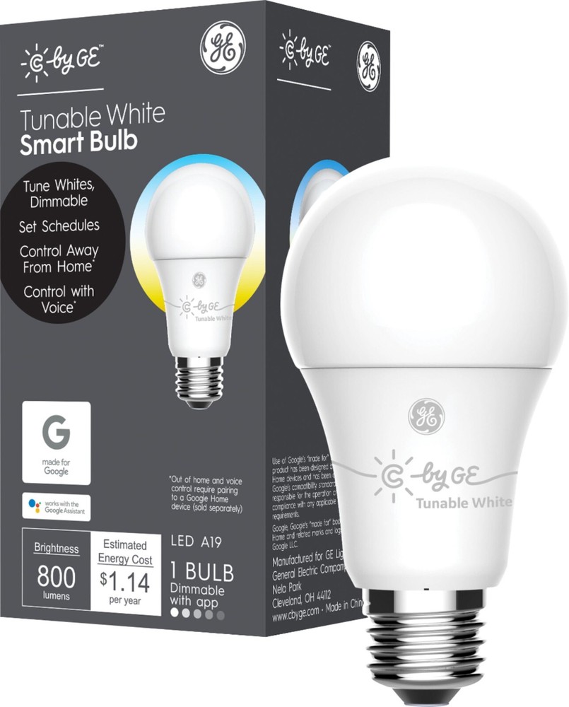 C by GE A19 Bluetooth Smart LED Light Bulb with Google Assistant/Alexa/HomeKit