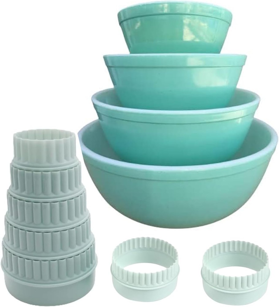 Space-Saving 8-Piece Acrylic Display Risers for Pyrex Bowls - Cottage Style