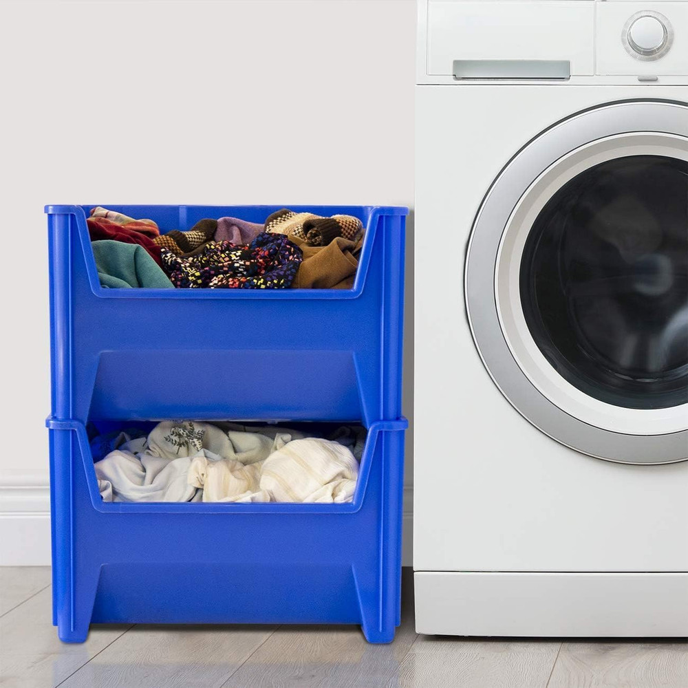 13017 Stak-N-Store Heavy Duty Stackable Open Front Plastic Storage Container Bin