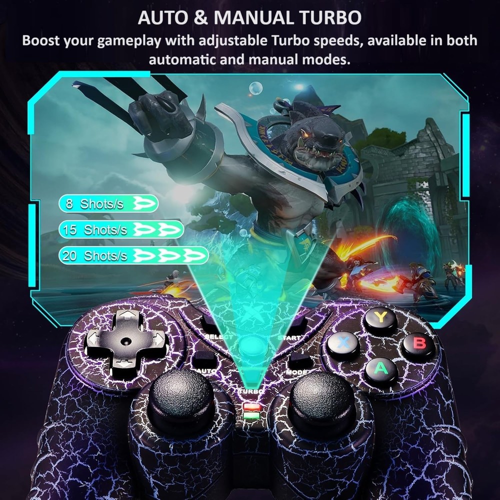 PC Wireless Gaming Controller Colorful LED Vibration TURBO LED Vibration Motor