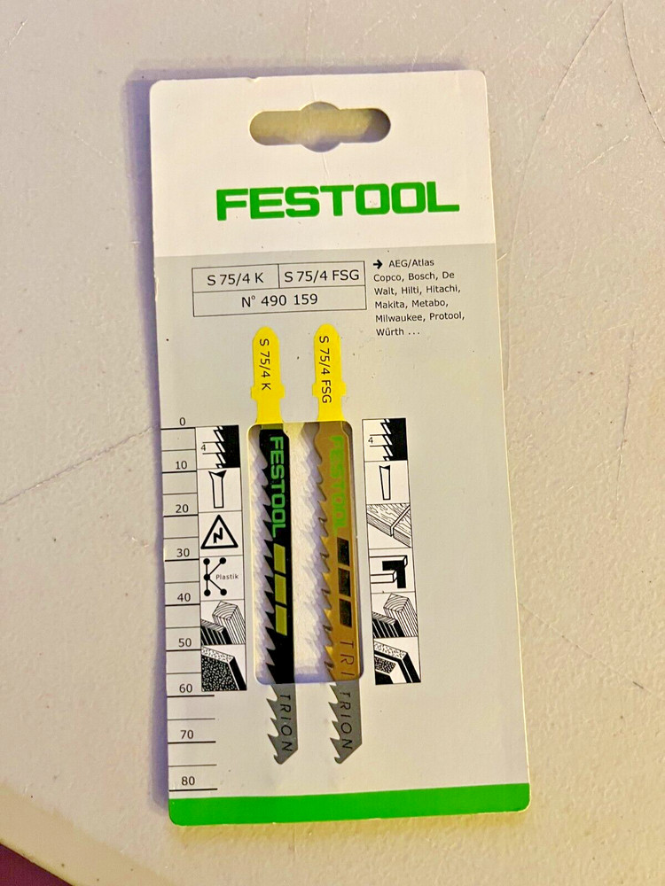 FESTOOL 490159 JIGSAW BLADE 75/4 K & 75/4 FSG -2PACK