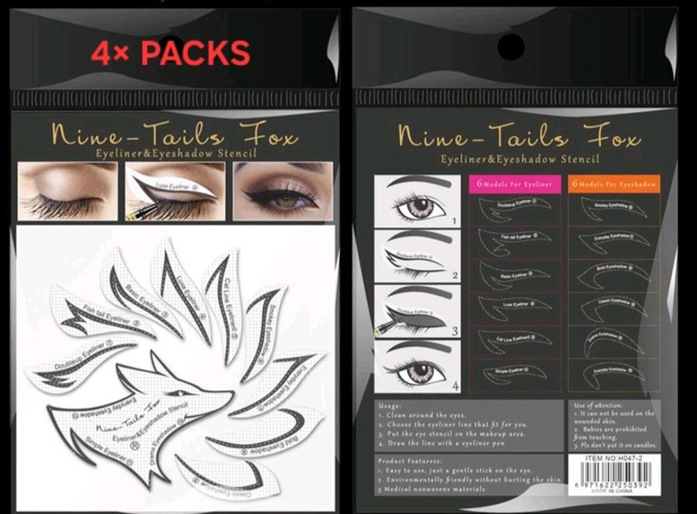 (34 Pcs) Eyeliner/Eyeshadow Template Stencils Eyelash Curler/Seperator Tools Set