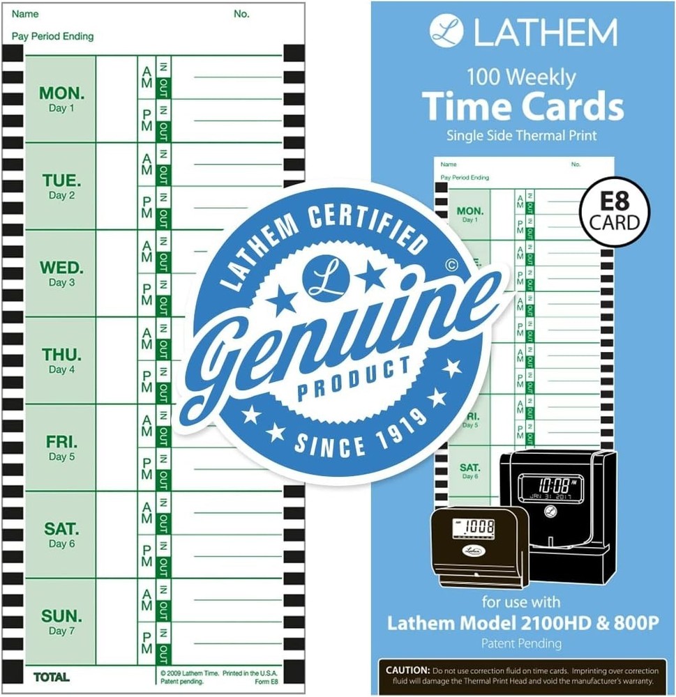 Durable Employee Time Card Pack, 100 Count for Accurate Payroll Processing