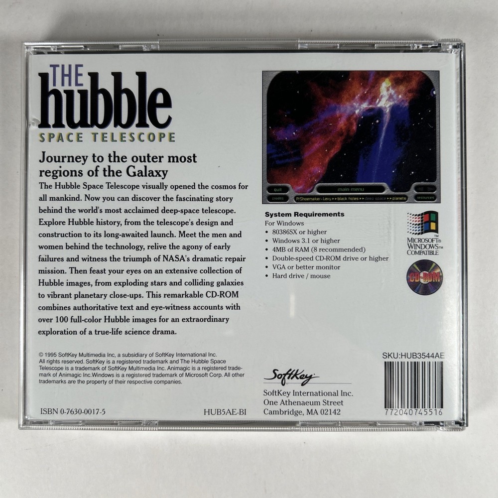 The Hubble Space Telescope 1995 Software For Windows PC CD-ROM Softkey