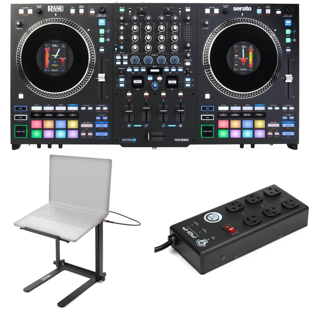 Rane Performer 4-channel Motorized DJ Controller Laptop Stand Bundle