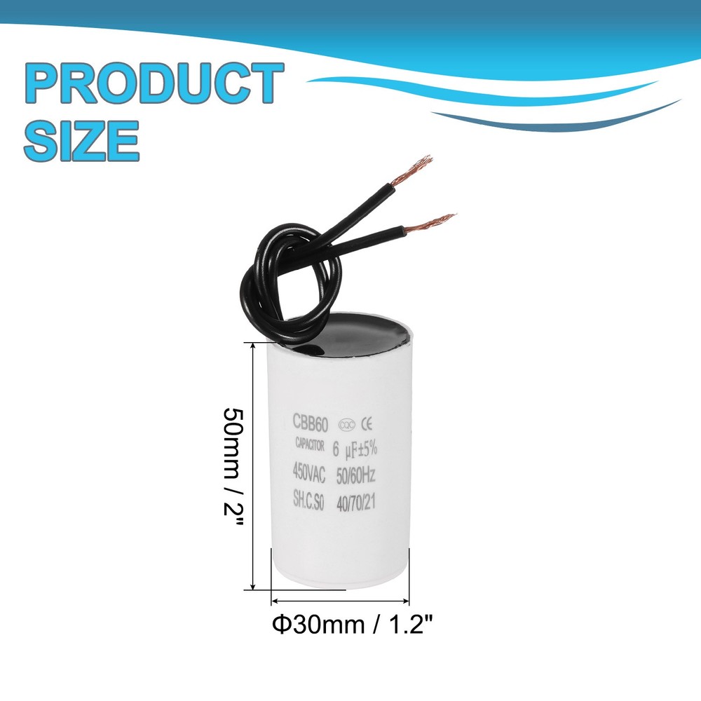 6uF CBB60 Running Capacitor Run Capacitors White