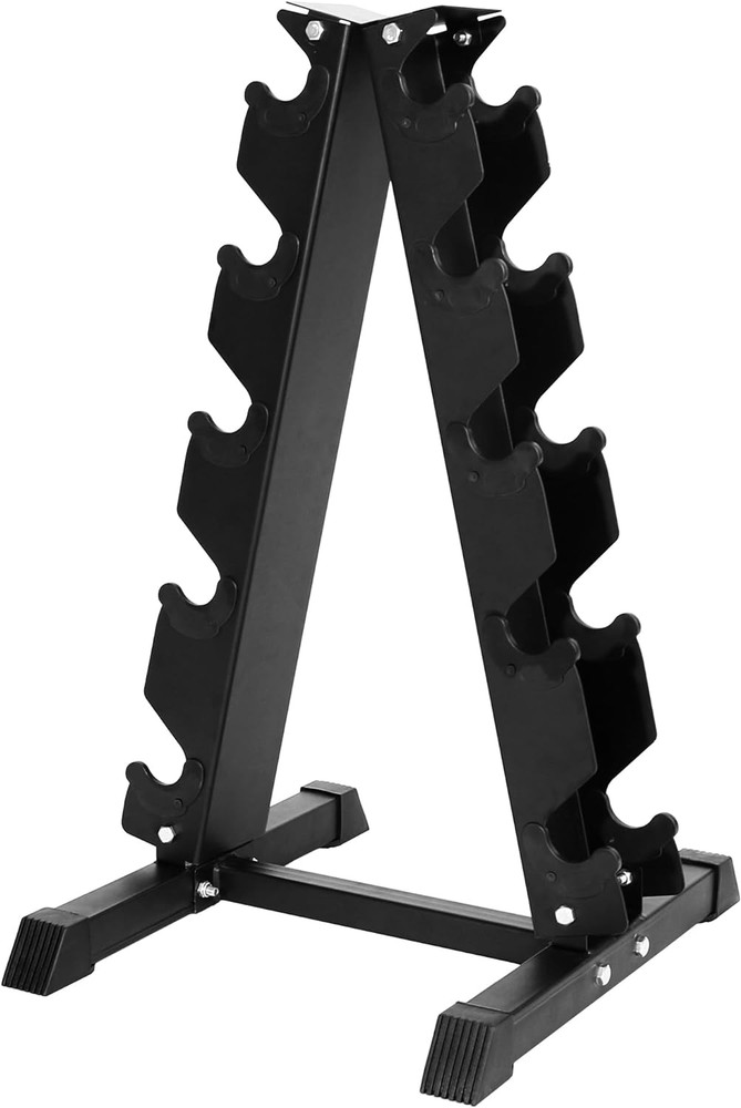 Rubber Encased Hex Dumbbell with Rack