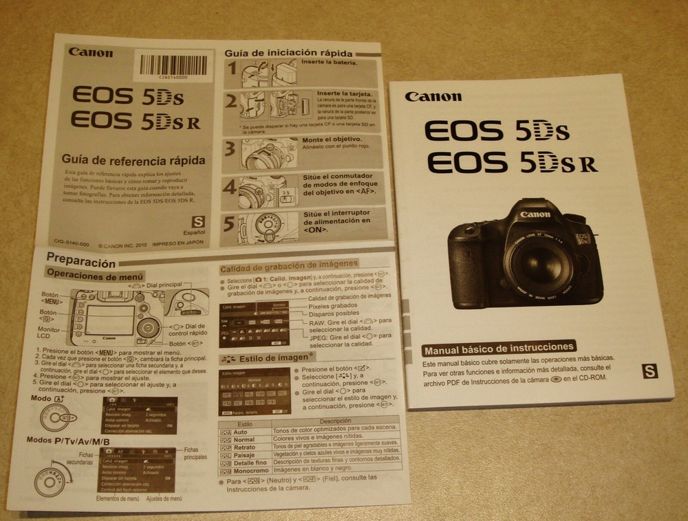 Original Canon EOS-5Ds 5Dsr Basic Instruction Manual NEW Spanish Language