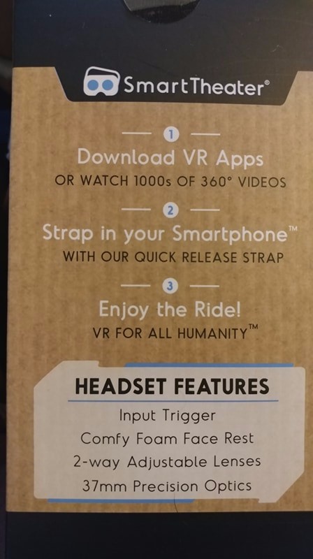 SMART THEATER VIRTUAL REALITY HEADSET -  Android & IPhone Compatible