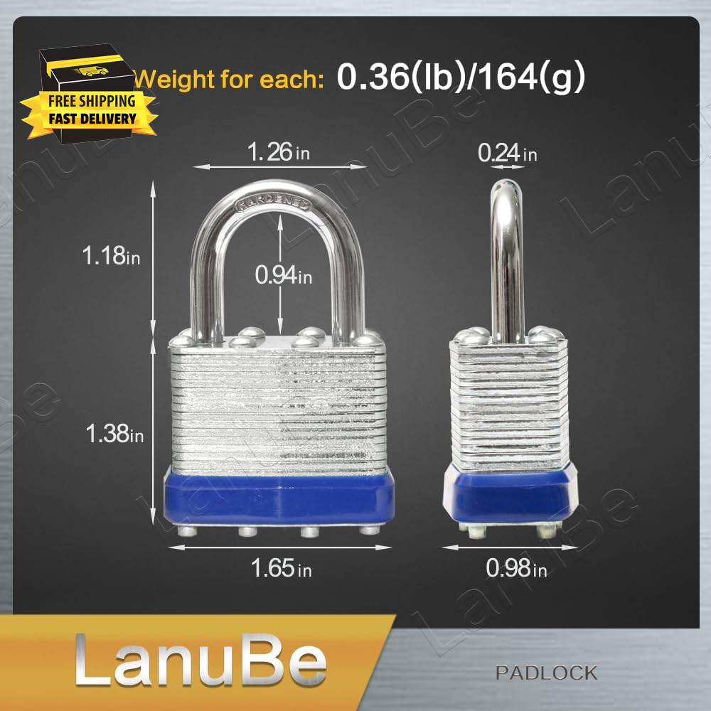 Lock Laminated Keyed Padlock (1-9/16", 40Mm), Keyed Alike Locks, Normal Shackle,