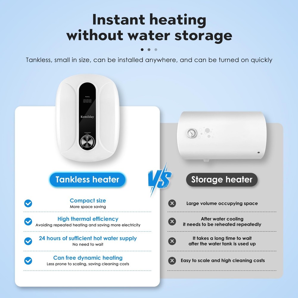 Tankless Water Heater Electric, 240v 0-6500W Tankless Hot Water Heater with L...