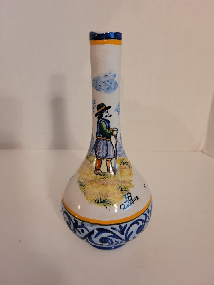 H B Quimper Vase/Decanter Marked 7"