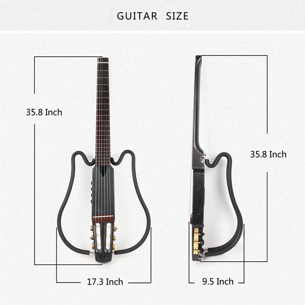 electric classical guitar silent nylon string headless built in effect portable