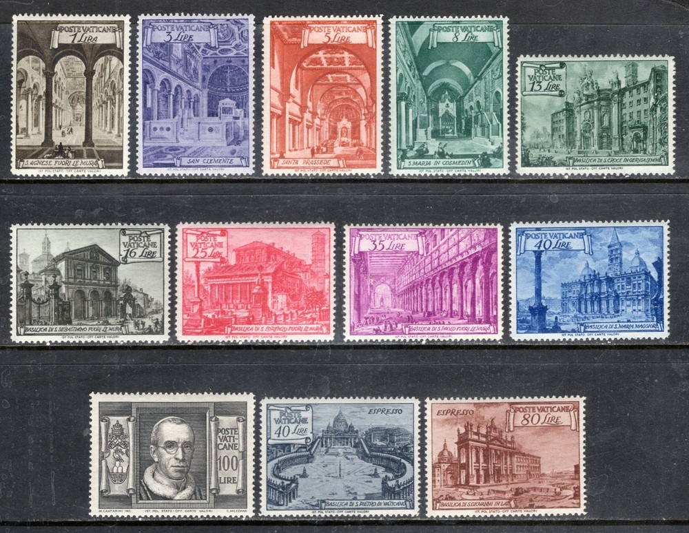 VATICAN Sc#122-31,E11-2 1949 Basilicas MNH