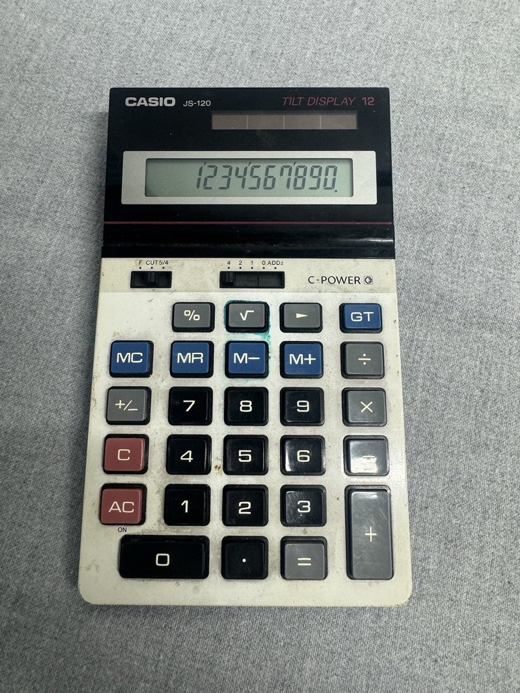 Vintage CASIO JS-120 Desktop Tilt Math Calculator TESTED & WORKING
