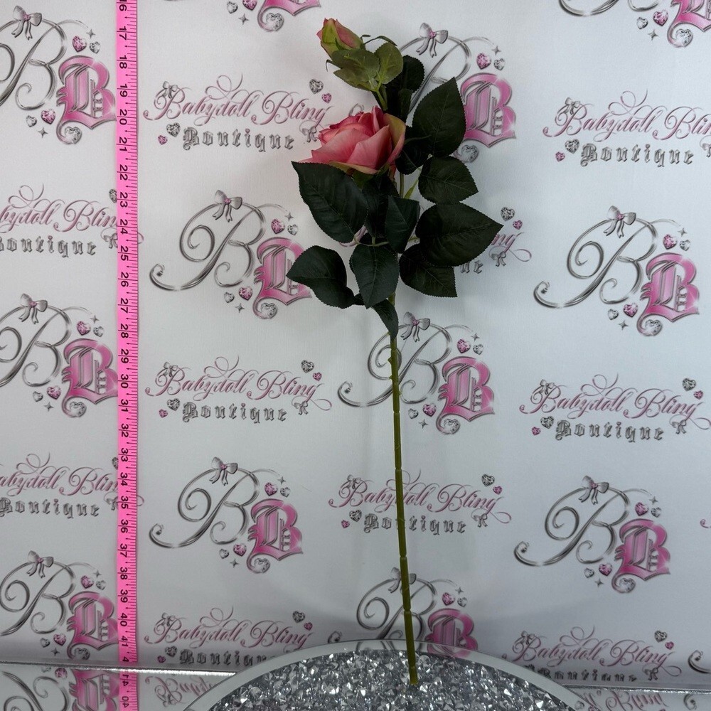 Single Pink Artificial Rose Stem