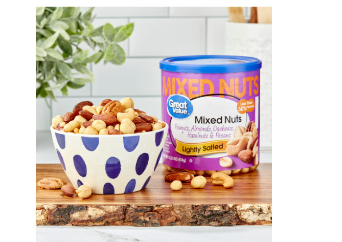 Great Value Roasted & Lightly Salted Mixed Nuts, 14.75 oz..