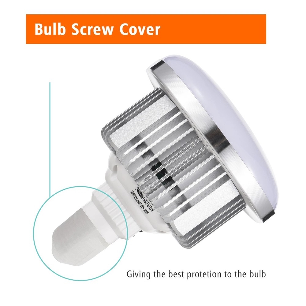 85W LED Light Bulb, 3000K-6500K Dimmable, E27 Base, with Remote Control