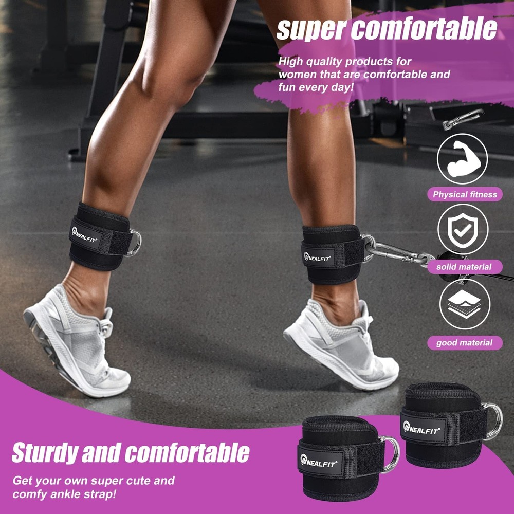 Ankle Strap for Cable Machine, Gym Ankle Cuff for Kickbacks, Leg Extensions, ...
