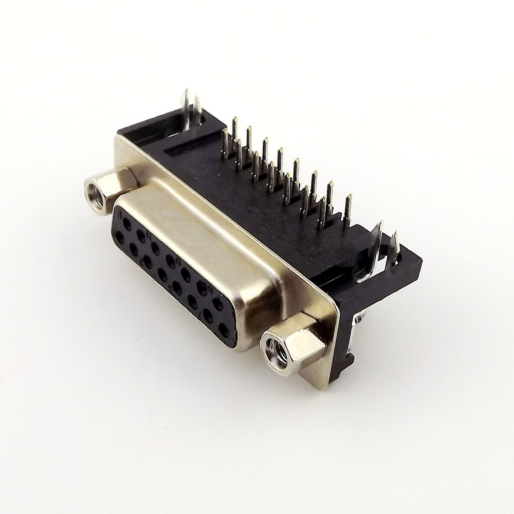 2x D-SUB DB15 15 Pin 2 Rows Female Right Angle PCB Solder Type Adapter Connector
