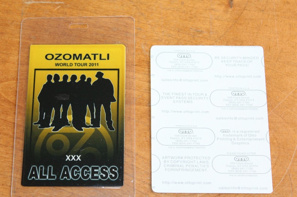 Ozomatli - 2 x Backstage Pass - one laminated - FREE POSTAGE