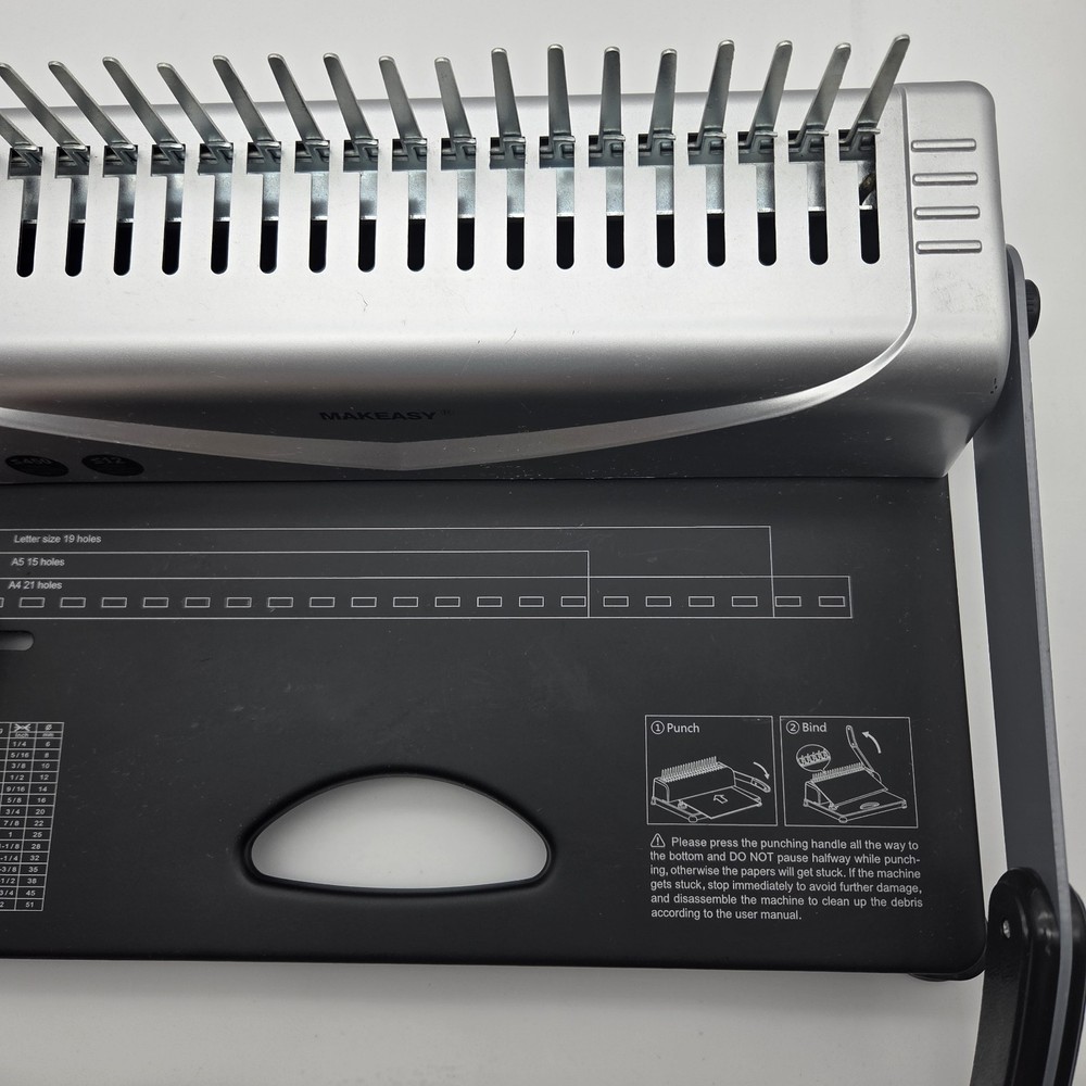 Makeasy Comb Binding Machine For A4 A5 Letter 21-Hole 450 Sheet W/ 100 Combs