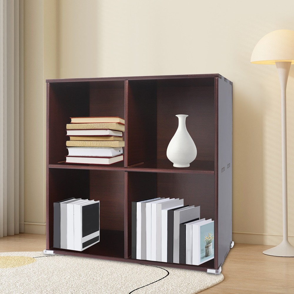 Solid Wood Bookshelf with Compartments Floor-Standing Solid Wood Cube Bookcase