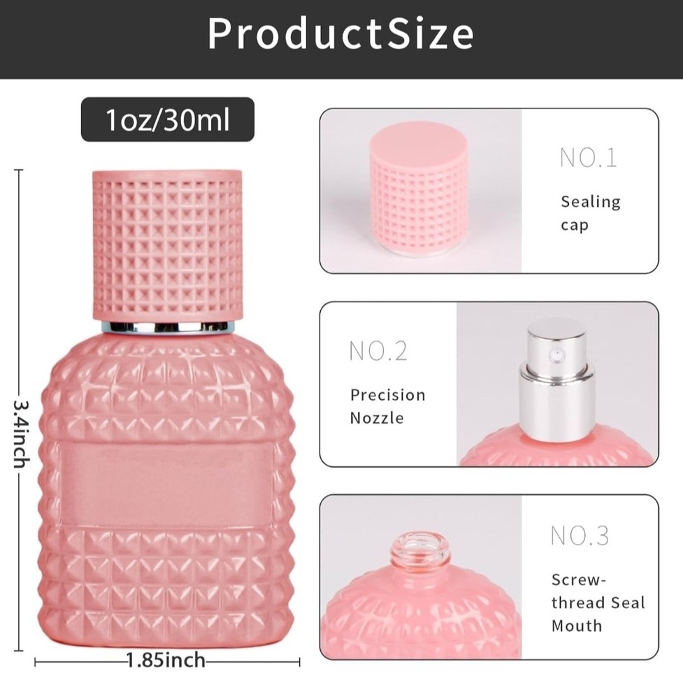 2 Pack 30ml Perfume Spray Bottles Empty, Refillable Glass Fine Mist Atomizer,...