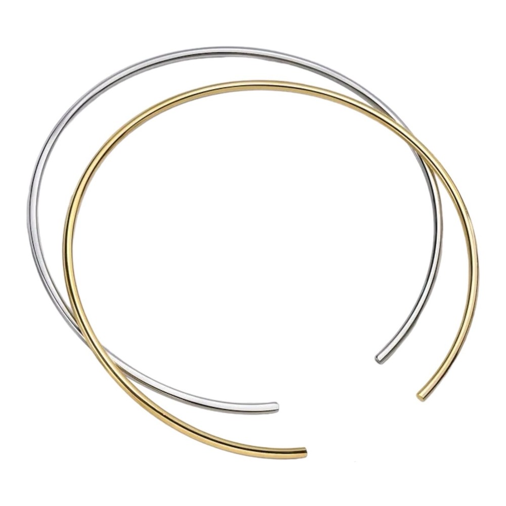 ZARD Solid Flat Choker Slider Open Collar in Silver Plating