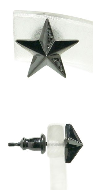 M's Collection Black Zirconia Star Silver Stud Earring (Single)