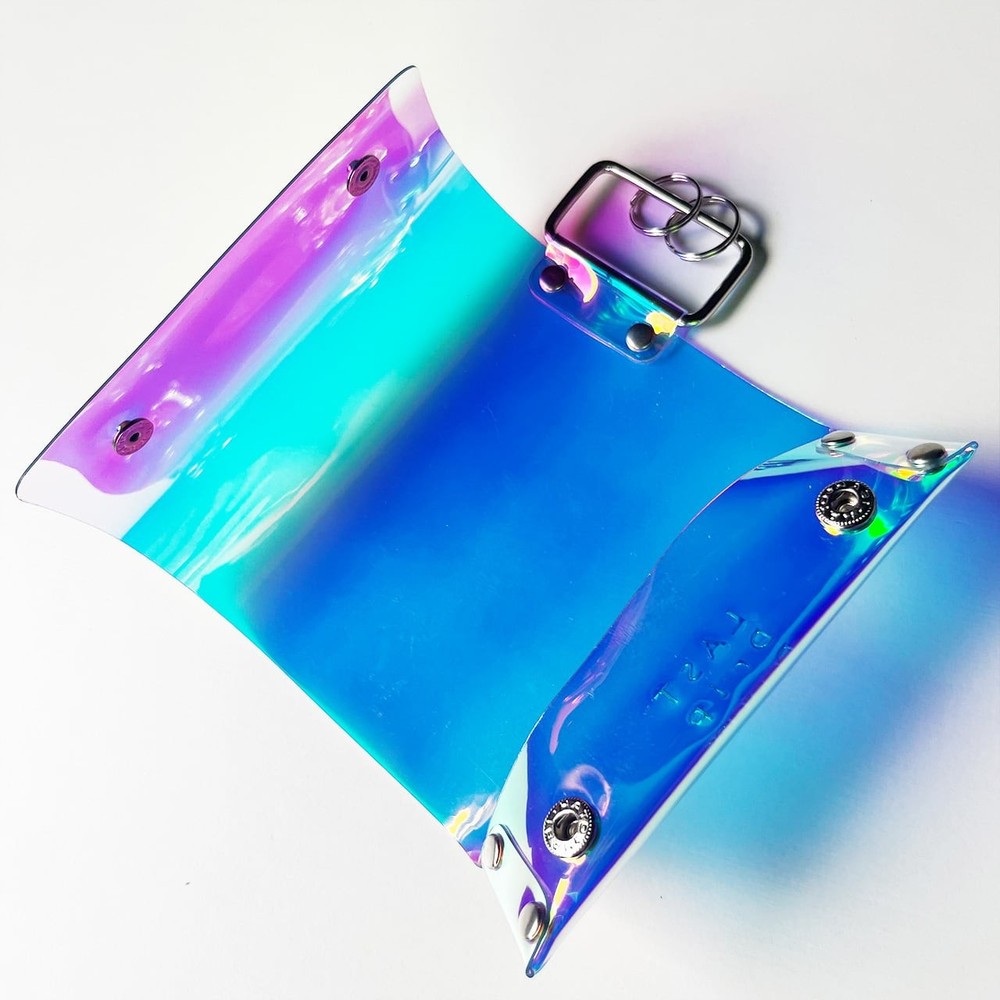 Aurora Tri-Fold Key Case, Double Snap, Waterproof PVC (Iridescent)