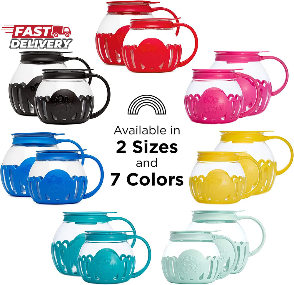 Ecolution Patented Micro-Pop Microwave Popcorn Popper with Temperature Safe Glas