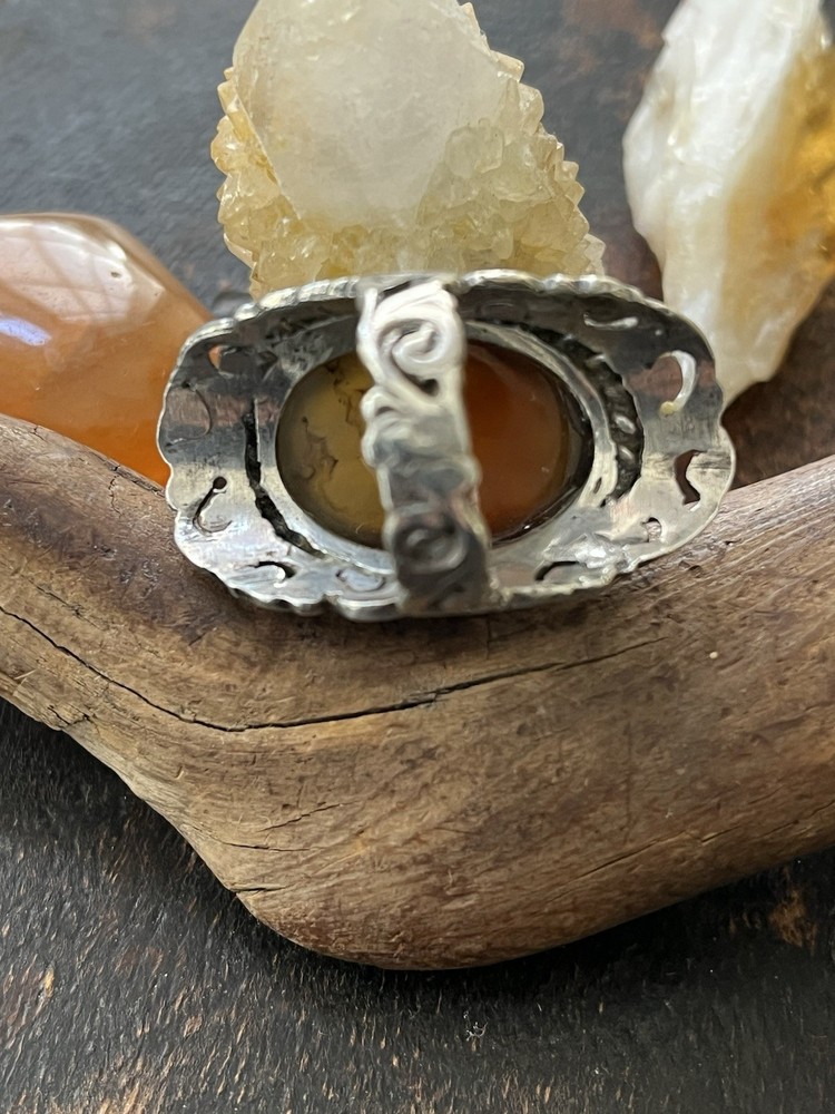Handmade Sterling And Carnelian Statement Ring Size 7