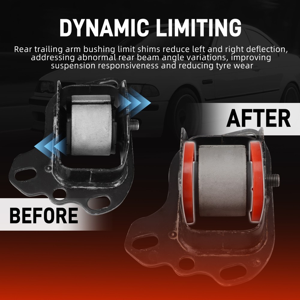 BEVINSEE Rear Trailing Arm Bushing Limiter Spacers For BMW E46 E36 Z4 E85 E86