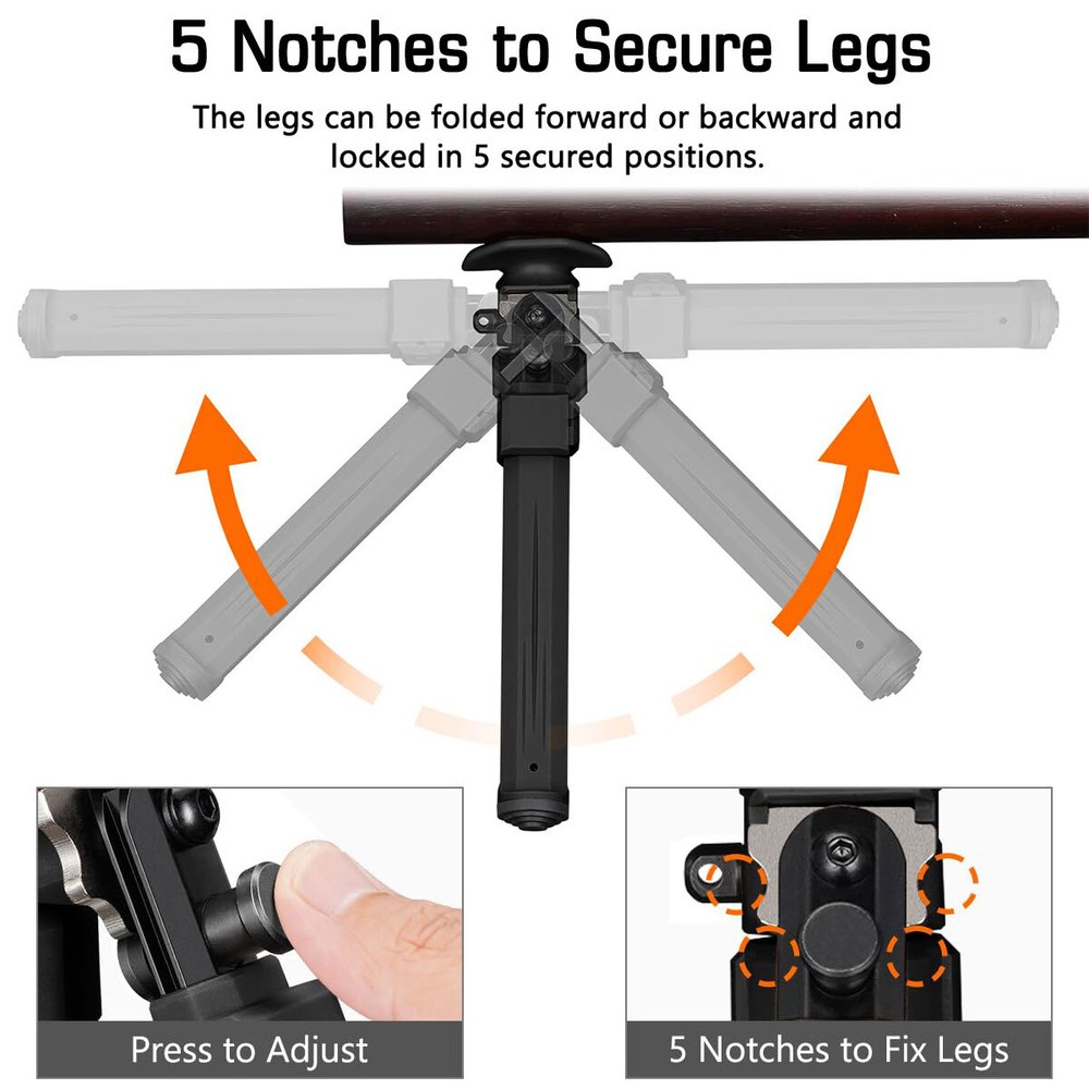 MidTen 7.5-10.5inch Tactical Rifle Bipod Foldable for Sling Stud Mounting System