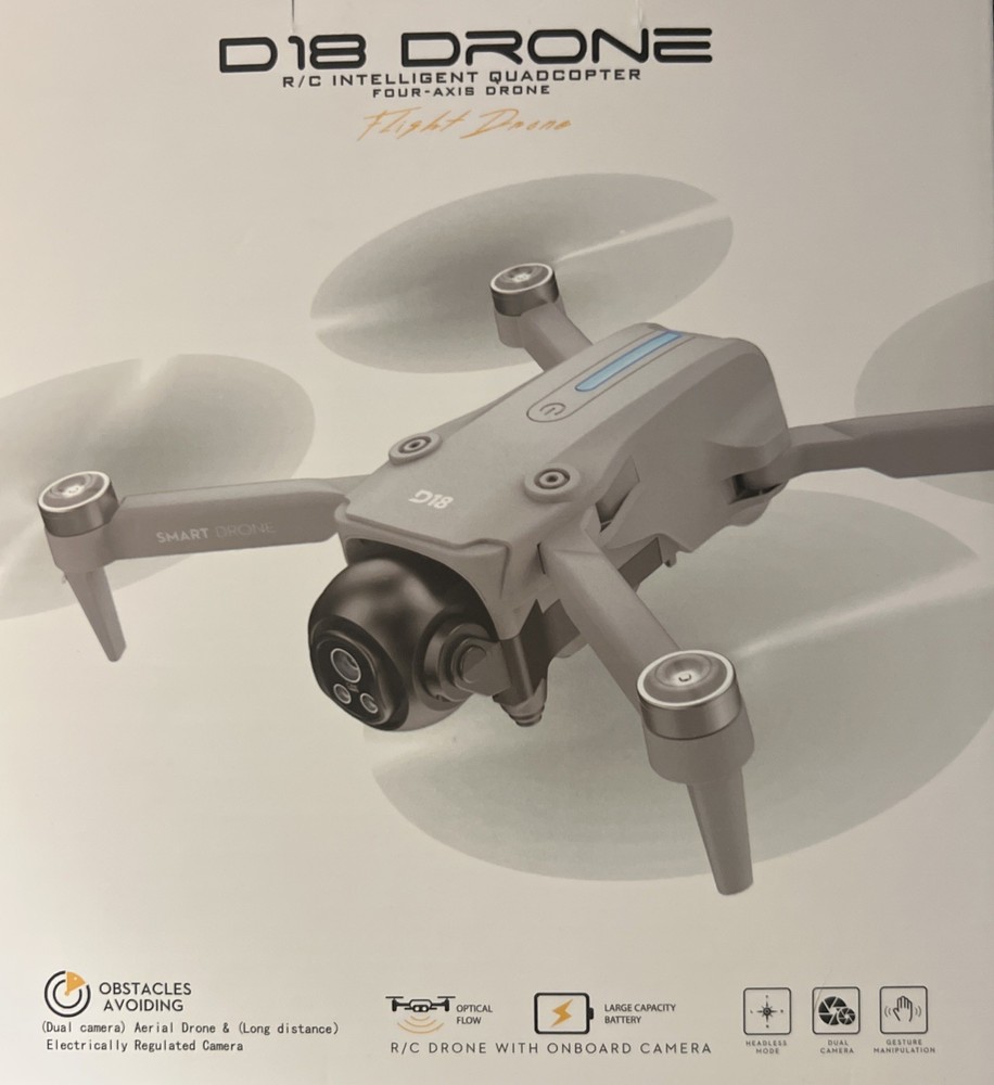 D18 Drone Dual Camera Obstacle Avoiding Headless Mode Large Capacity Battery