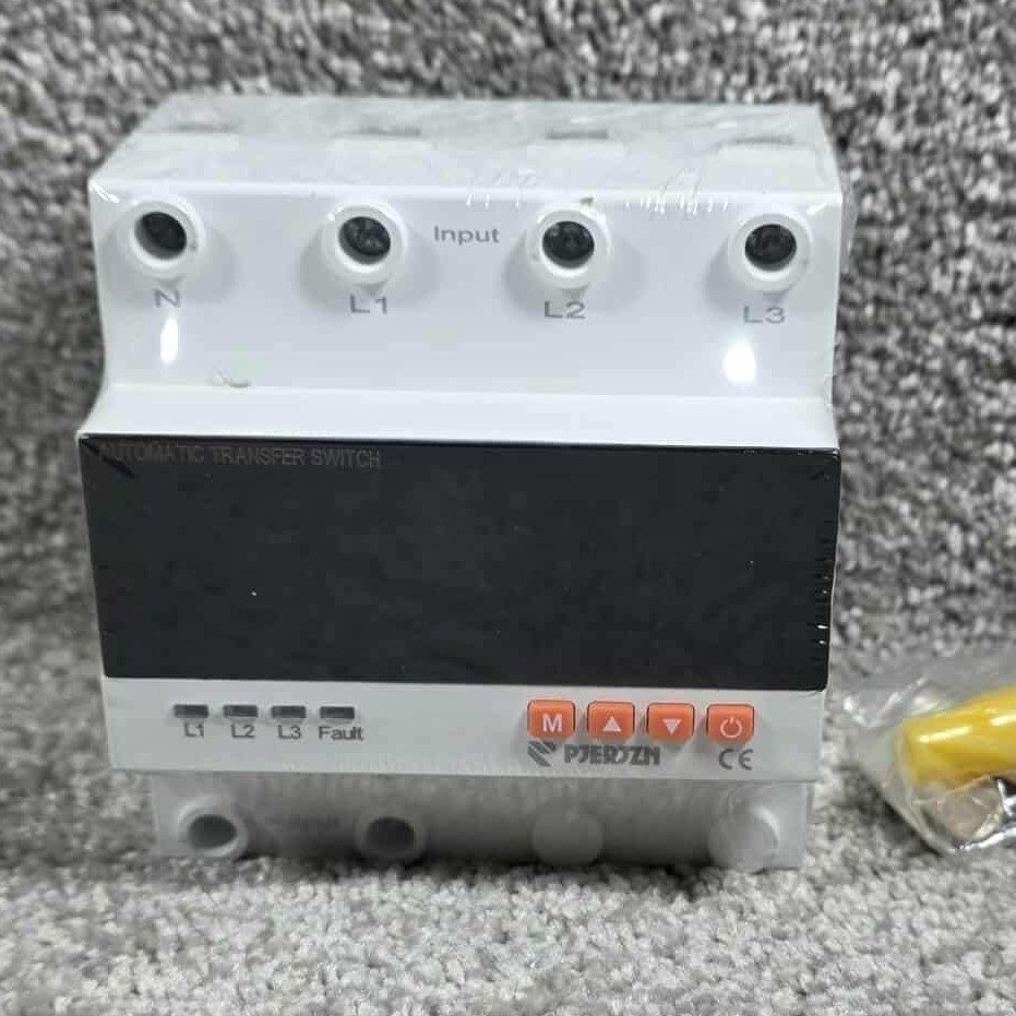 PJERJZN Automatic Transfer Switch White AC110V 63A DIN Rail Mount