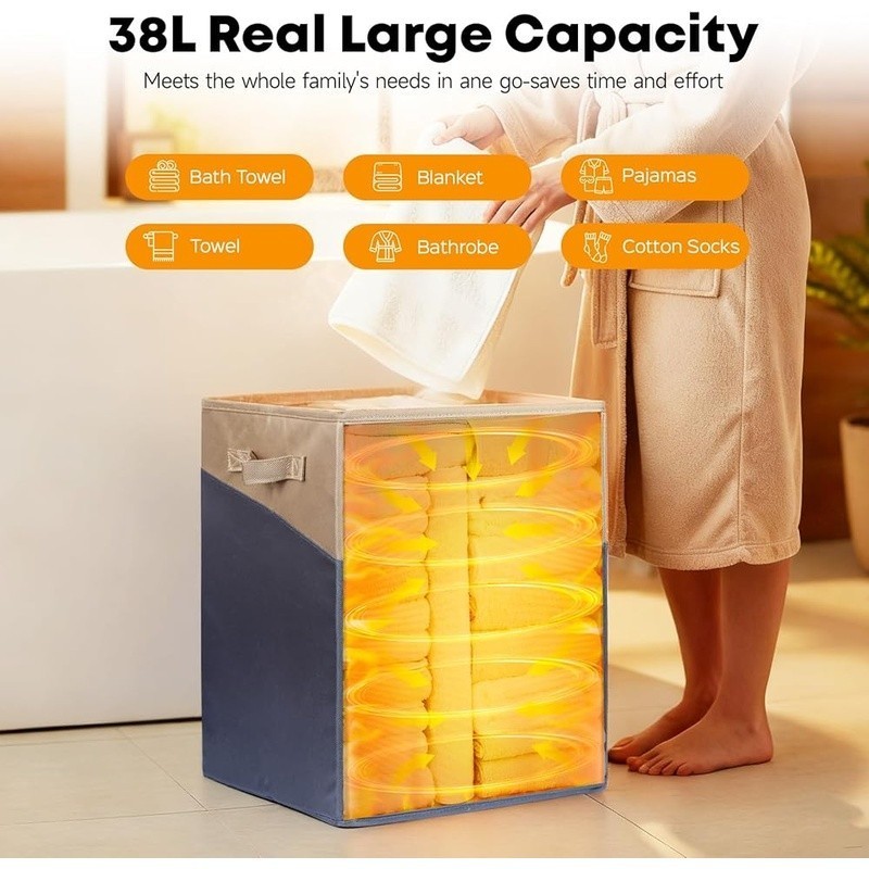 38L Foldable Towel Warmer Bucket Oversized Towels & Blankets 4 Heating Modes