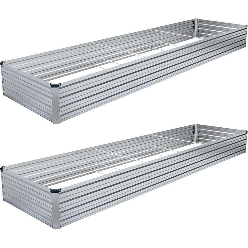 2PCS 12x4x1FT Galvanized Raised Garden Bed Kit Vegetable Boxes-Rectangle Box