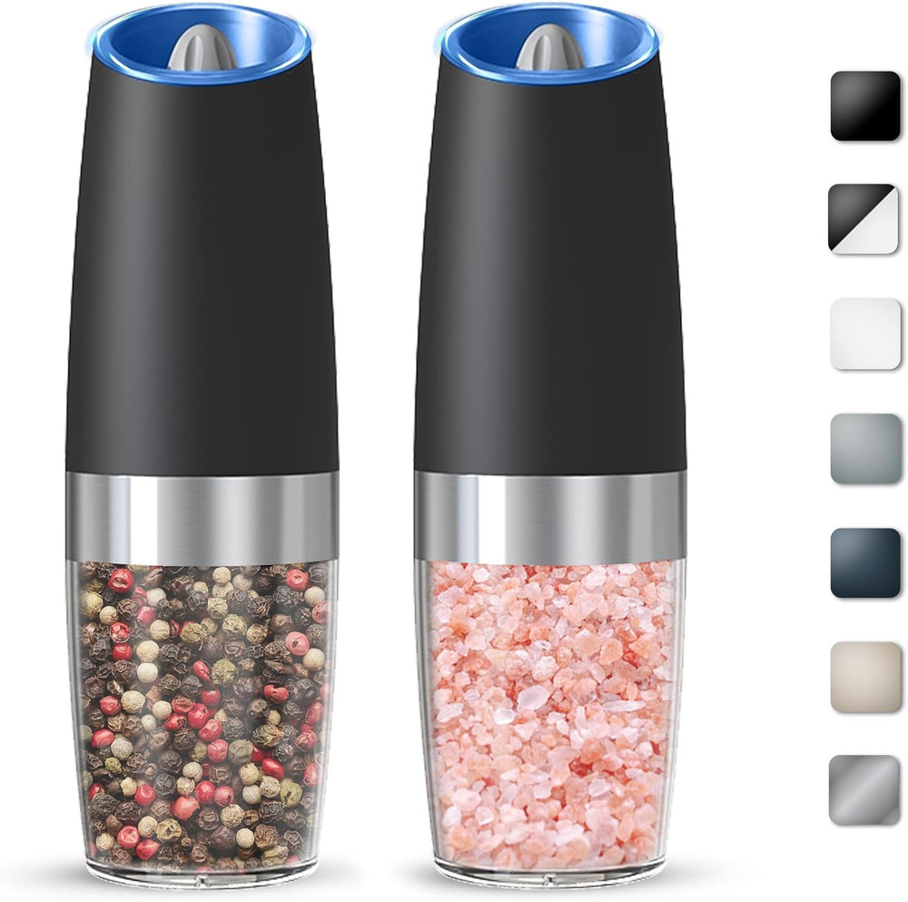Gravity Electric Salt and Pepper Grinder Set, Automatic Salt and Pepper Grinder